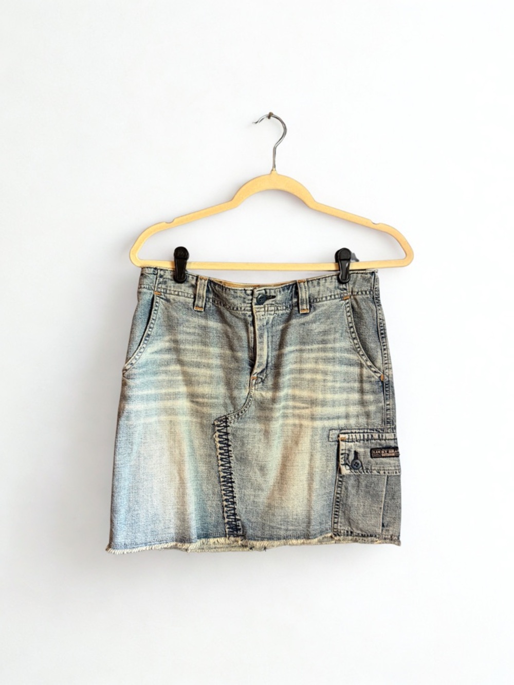 Lucky Brand Faded Light Blue Denim Mini Skirt